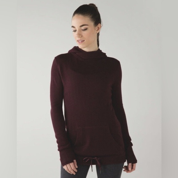 lululemon athletica Tops - Lululemon Sweet Savasana Pullover Knit Hoodie Sweater sz 4 Heathered Bordeaux